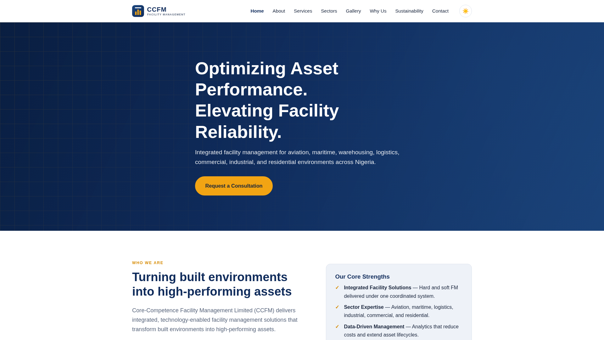 Screenshot of Core Competence Facilities Management
