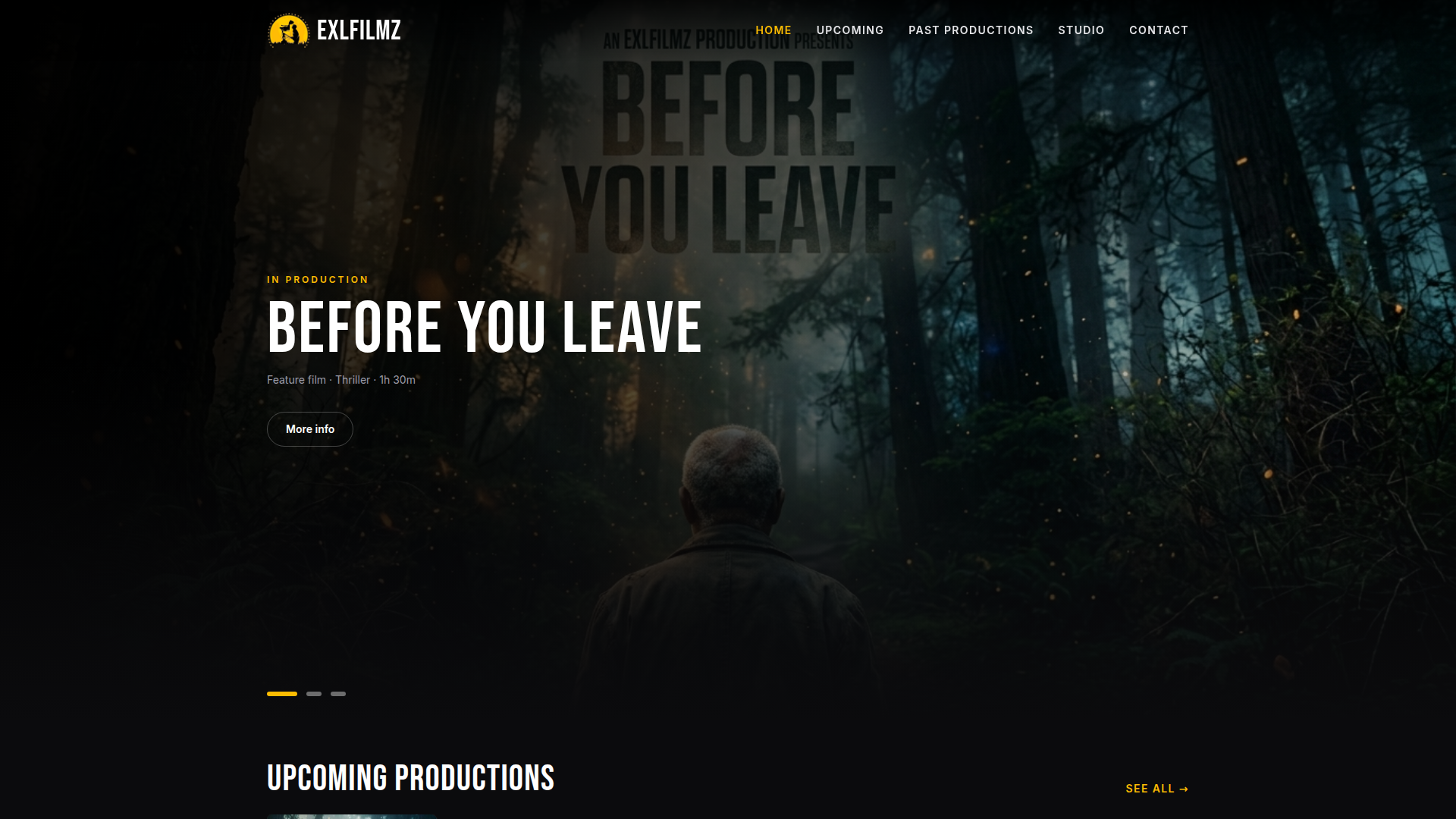 Screenshot of EXLfilmz — Film Production Website